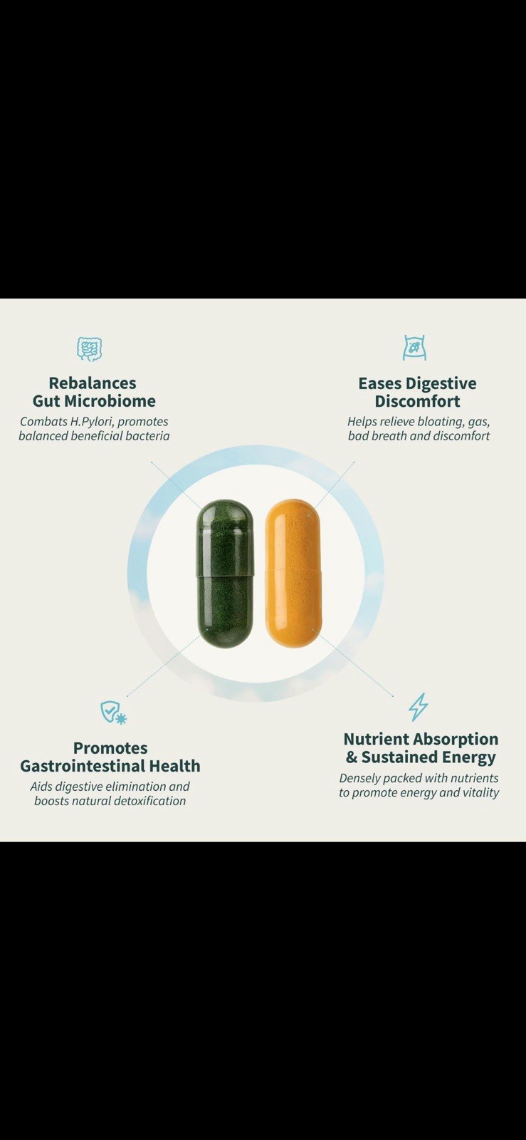 SNAP Gut Health Digestive Support 50 + Spirulina Chlorella 60 Vegan Exp 04/2027
