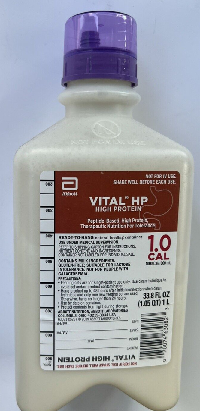 Abbott VITAL HIGH PROTEIN 1 LITER BOTTLE READY-TO-HANG EXP 01/01/2026 Lot of 8