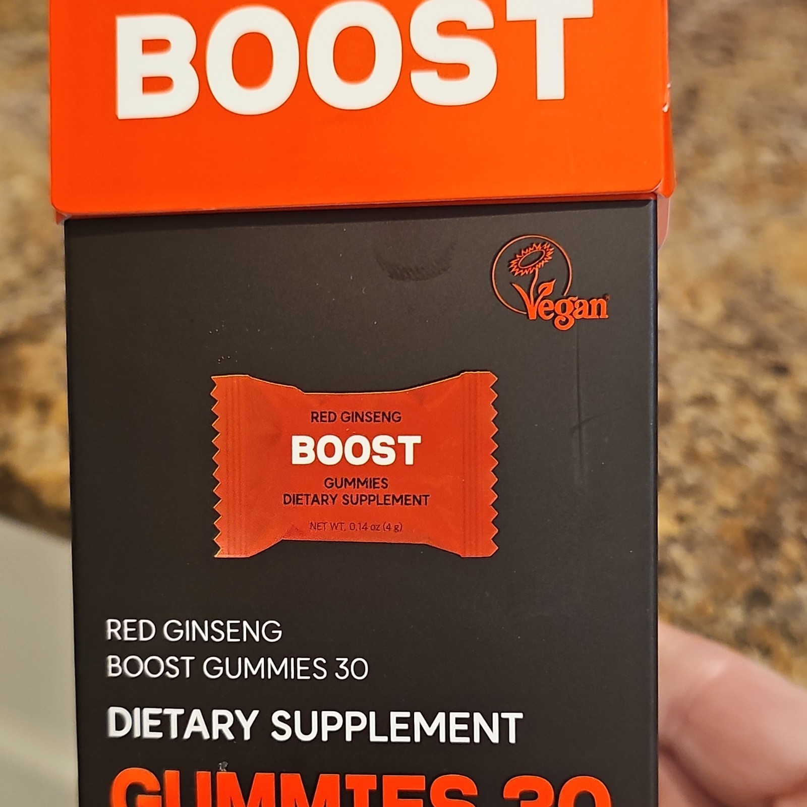 BOOST Red Ginseng Gummies Dietary Supplement 400mg Vegan 30 Count