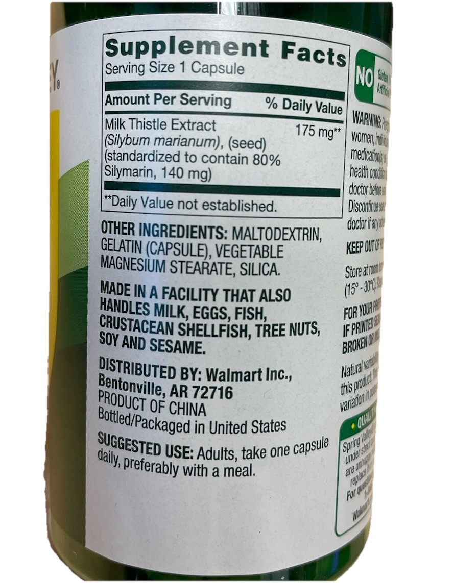 NEW Spring Valley Standardized Extract Milk Thistle Twin Pack, 175mg, 90ct each