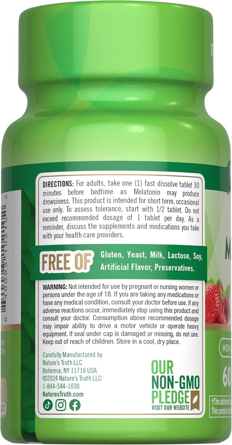 Nature’s Truth Sleep Melatonin 12mg Fast Dissolve Tablet 60ct, Exp 04/27