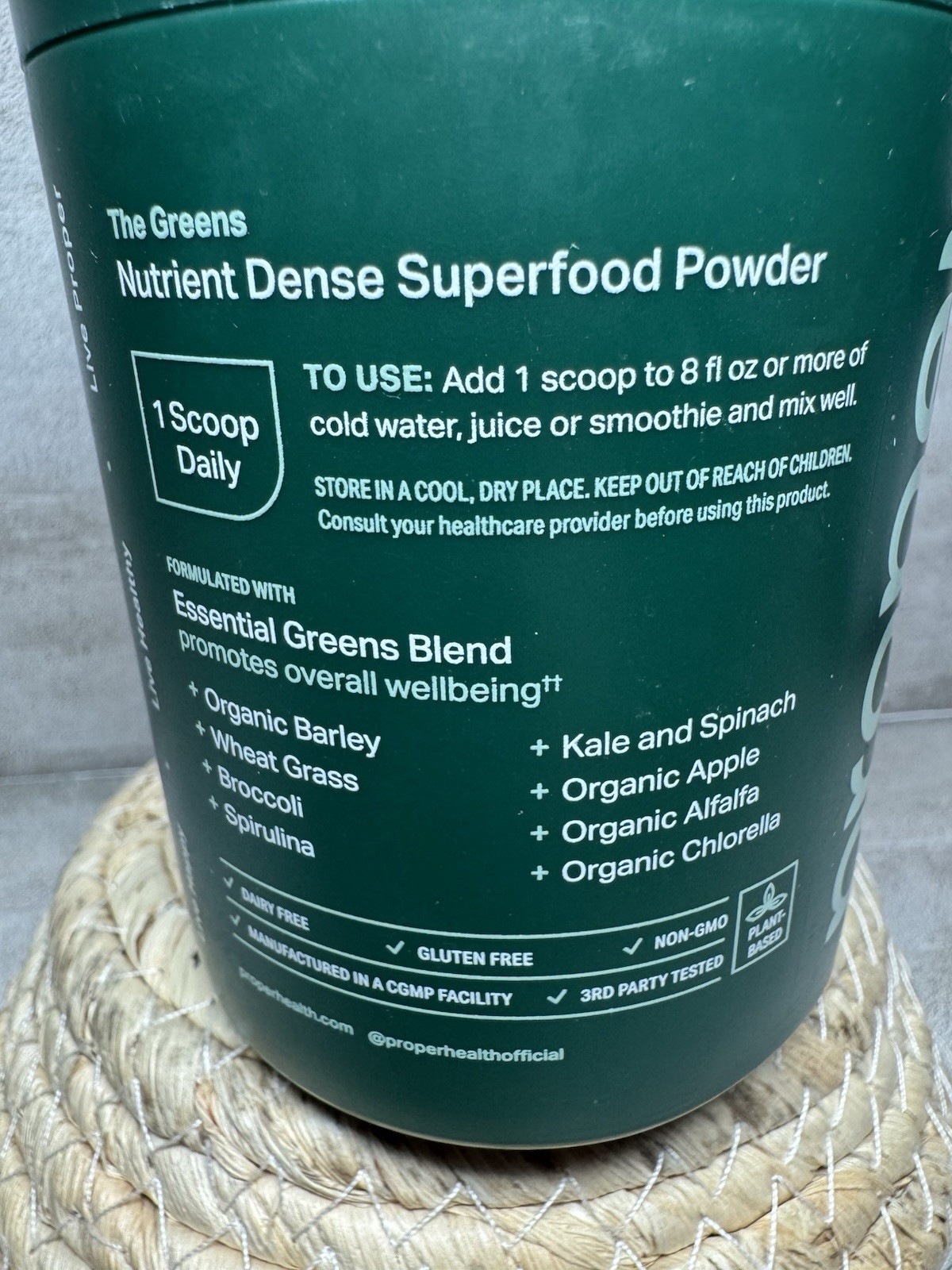 Proper Daily Boost Nutrient Dense Superfood Powder Green Apple 6.13 oz