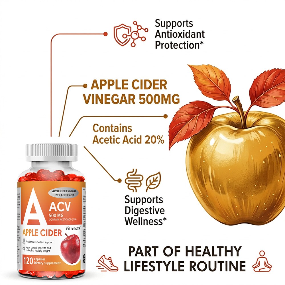 ACV Complex with Green Tea, Natural Daily Wellness,Digest Support 30/60/120 Caps
