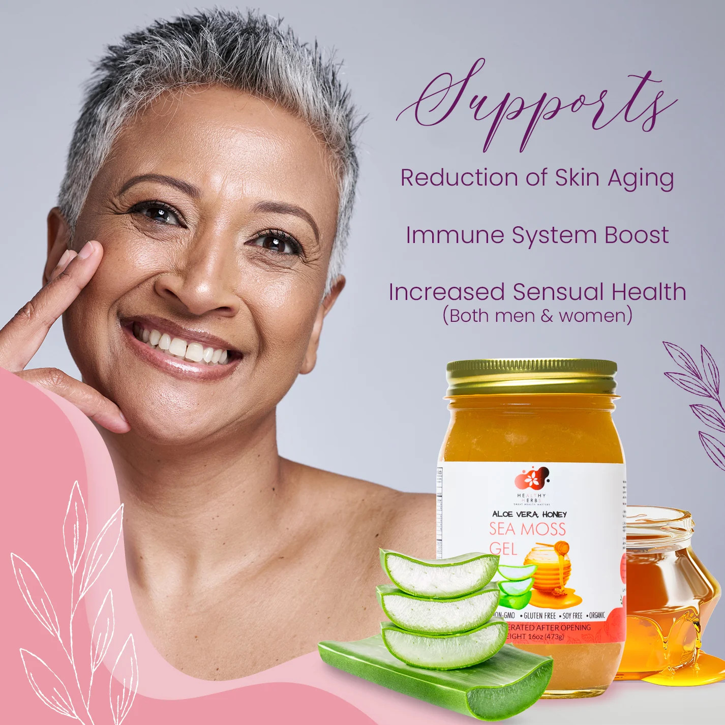 Healthy Herbs | Sea Moss Gel with Aloe Vera, and Raw Honey (16 oz)