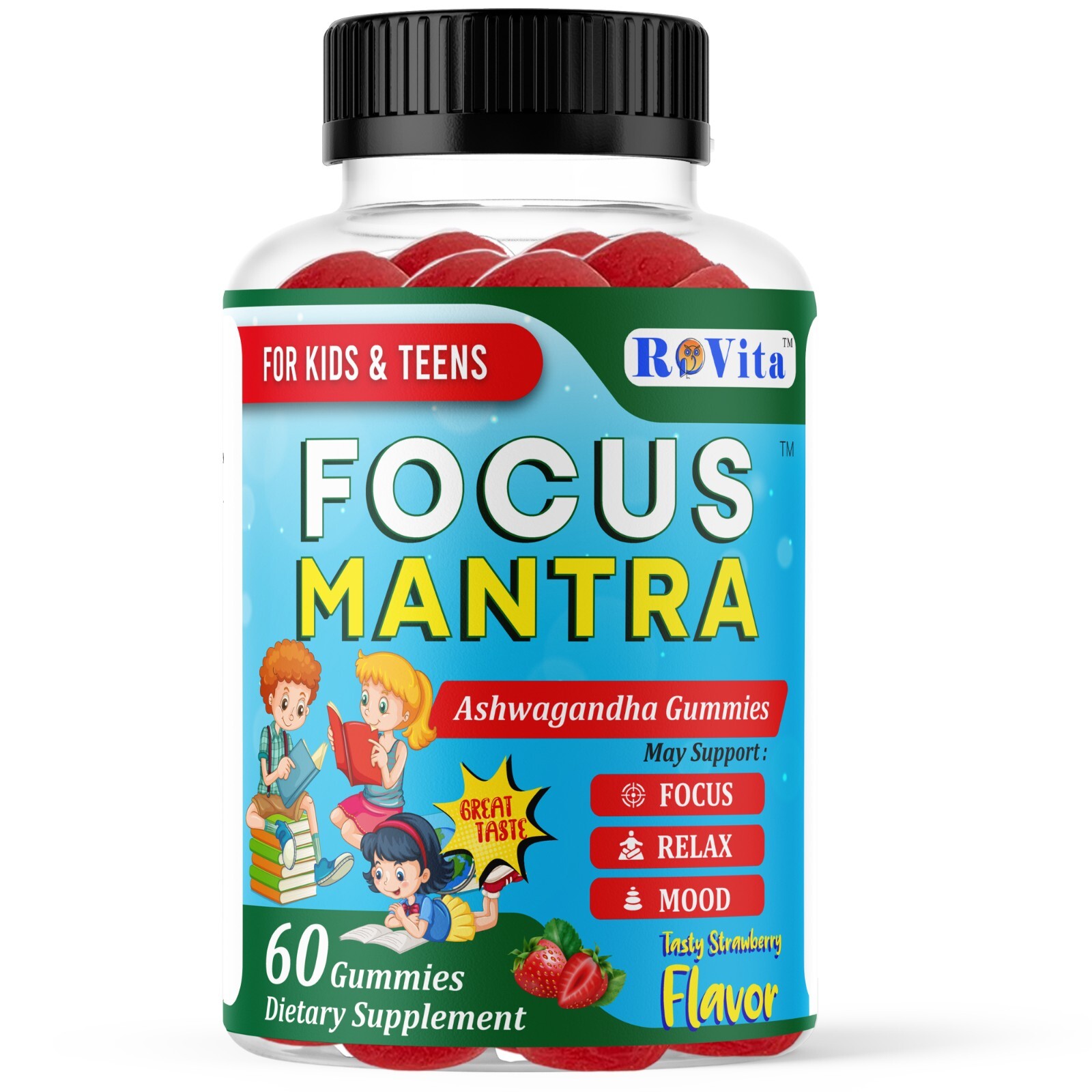 Focus Mantra Ashwagandha Brain Booster Gummies for Kids & Teens -Focus, Mood