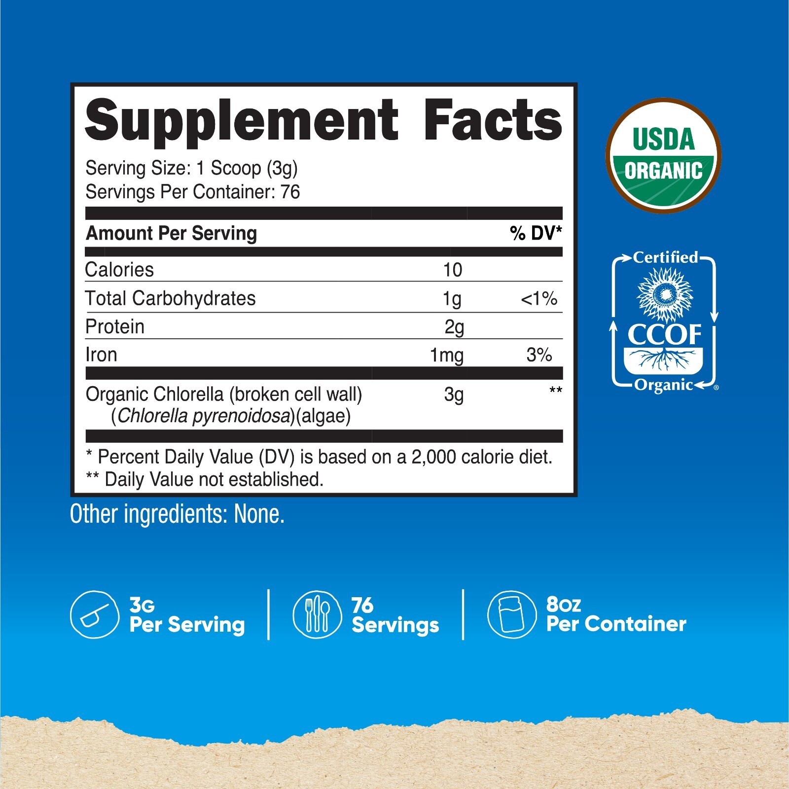 Nutricost Pure Organic Chlorella Powder 8 oz – 76 Servings Nutrients & Fiber!
