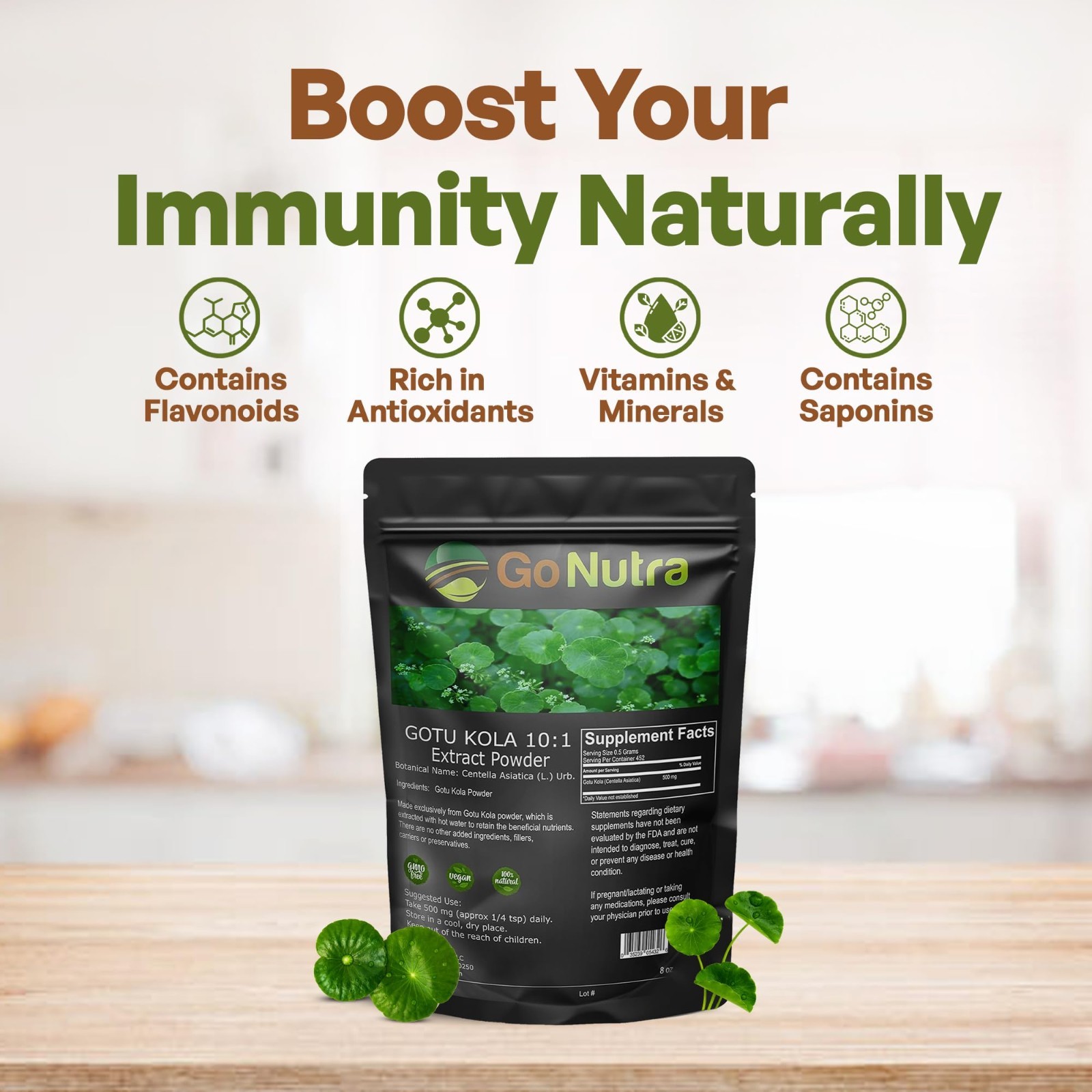 Gotu Kola Extract 10:1 Powder – 8 oz Centella Asiatica | Gotu Kola Powder NonGmo