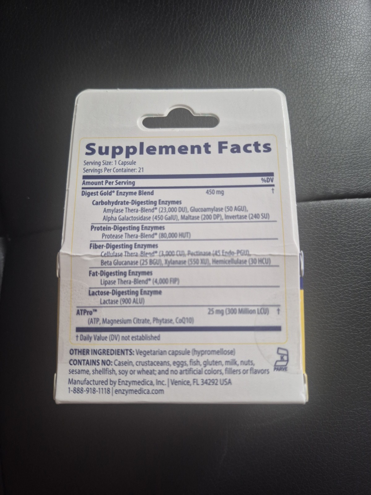 Enzymedica Digest Gold with ATPro Digestive Support Vegan Kosher 21 Capsules