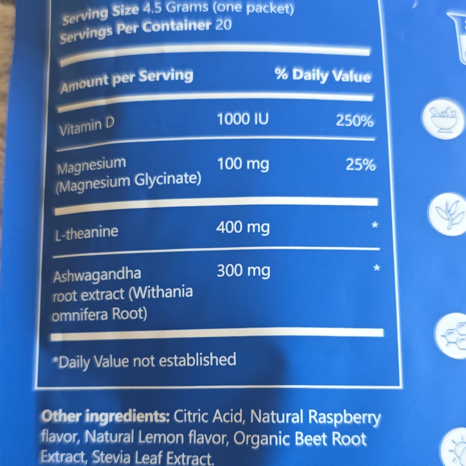 SUPRACALM Adaptogenic Drink Mix Raspberry Lemonade 20 Packs D3 L-Theanine