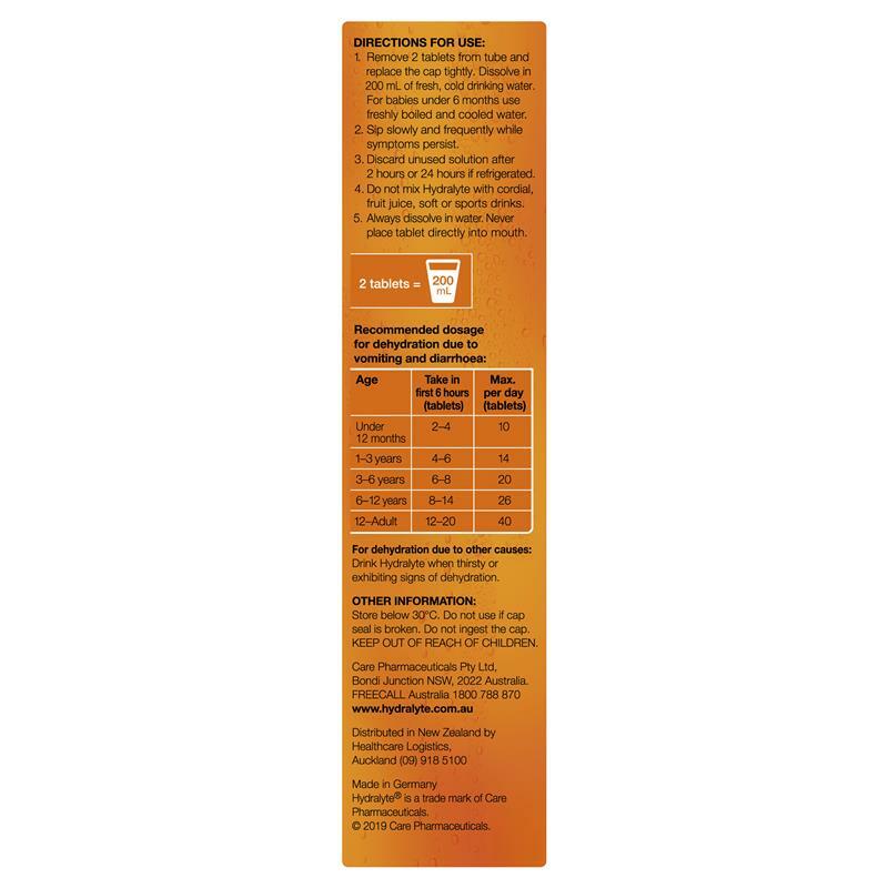 2 x Hydralyte Effervescent Electrolyte Orange Flavour For Dehydration 20 Tablets