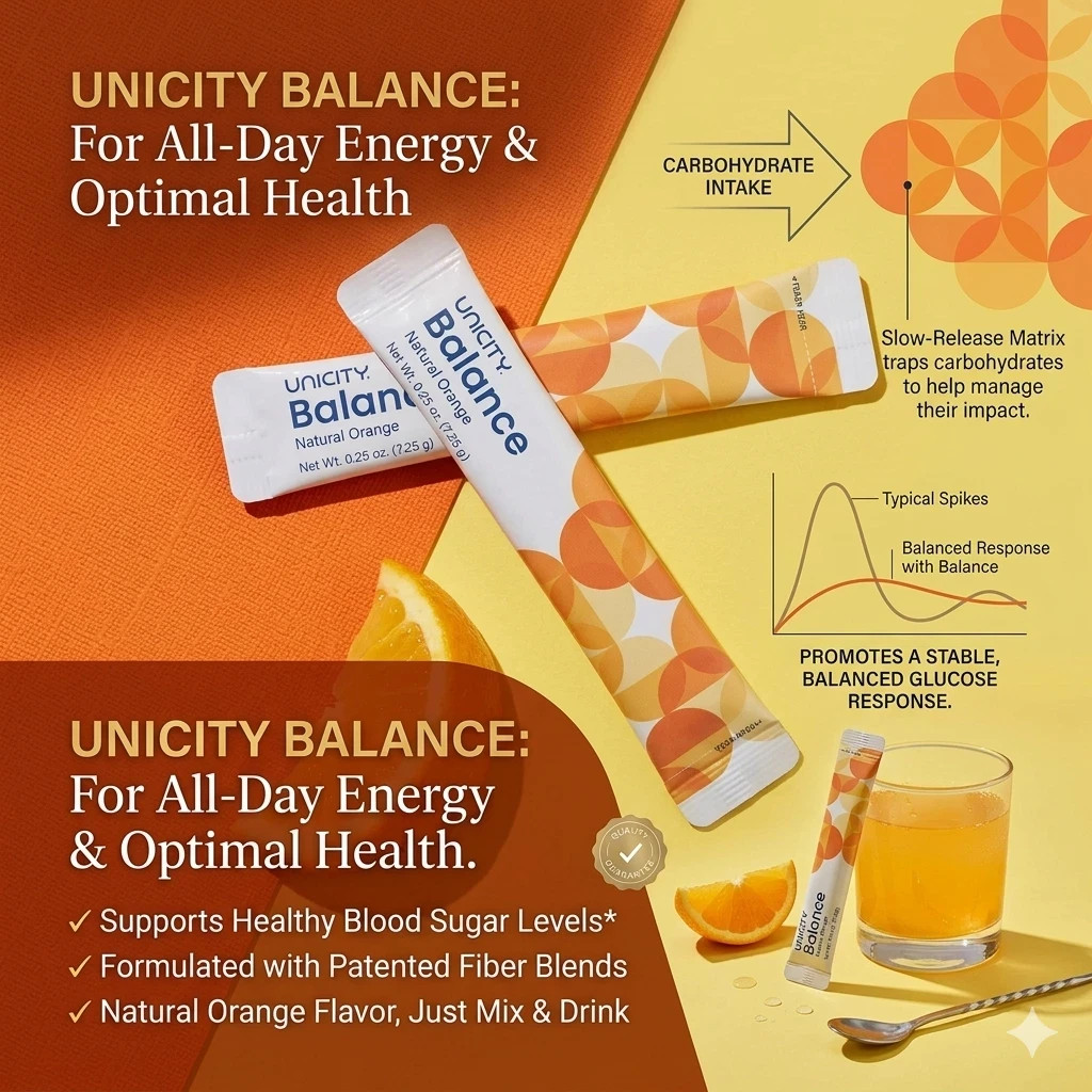 UNICITY Balance Cholesterol Support Drink Mix 30 Stick Pack (ORANGE)