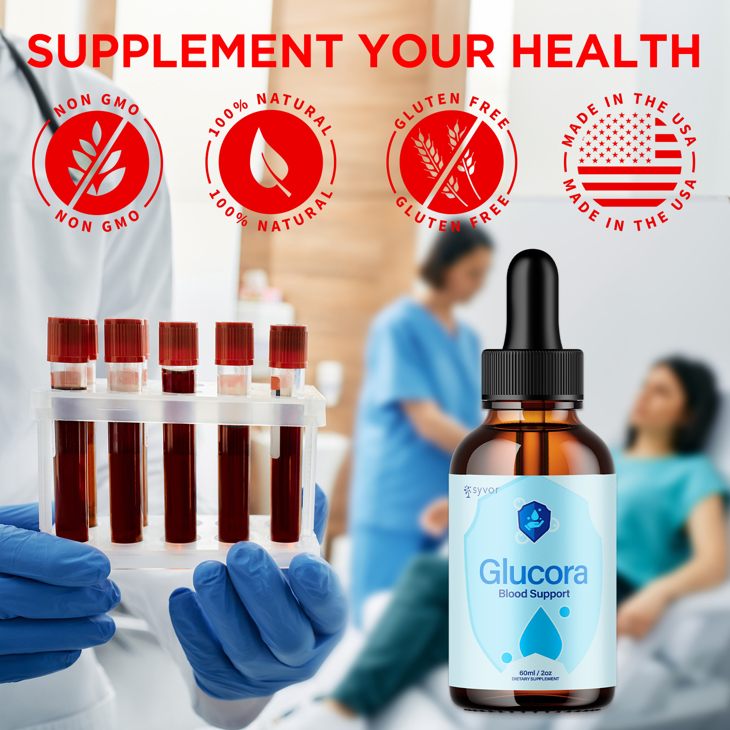 (1 Pack) Glucora Blood Support Drops Glucora Vitamin Supplement 30 Servings