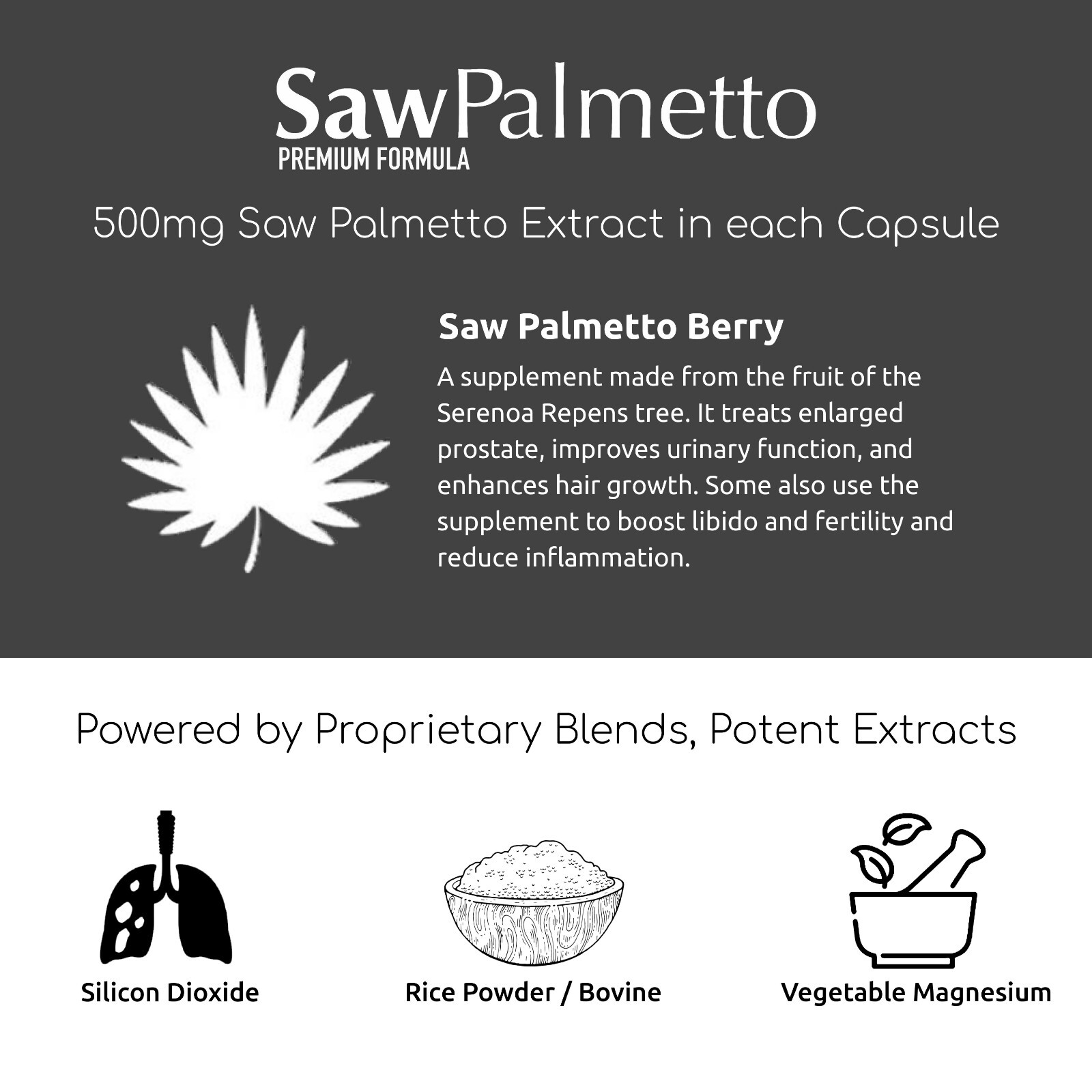 Saw Palmetto Premium, Hair Loss Protection, Prostate & Urinary & Male Health