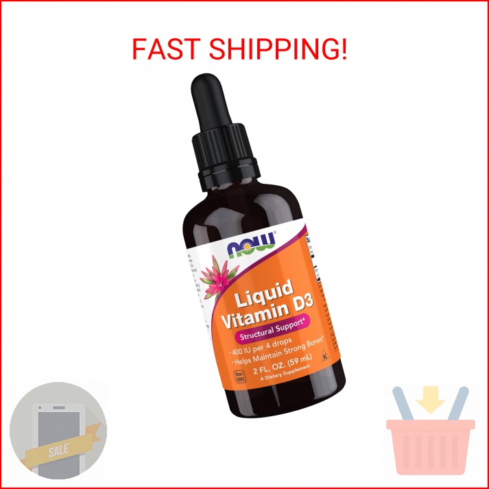 NOW Foods Supplements, Liquid Vitamin D-3, Strong Bones*, Structural Support*, 2
