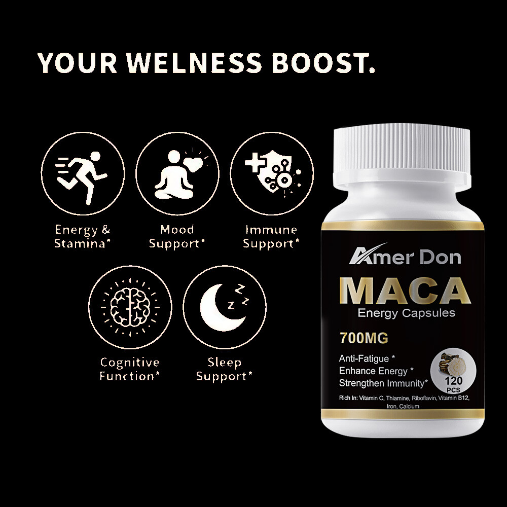 Organic Maca 700 MG per serving 120 vegan hard capsules Peruvian Maca Root