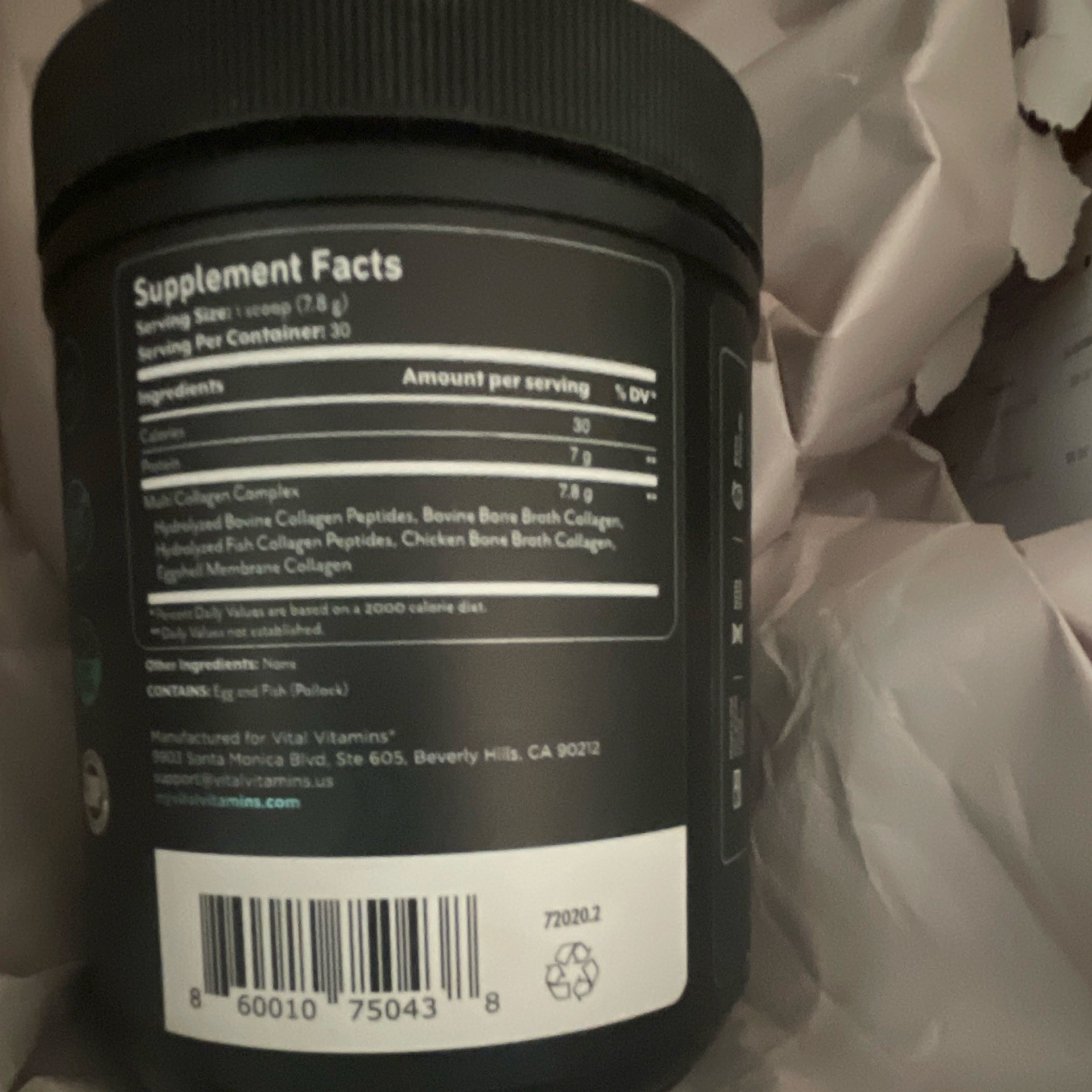 Vital Vitamins Multi Collagen Peptides Powder Unflavored 8.29 oz