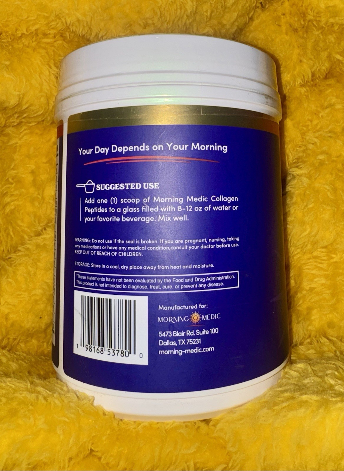 Morning Medic Collagen Peptides Powder Type I & III Unflavored Grass Fed 16oz