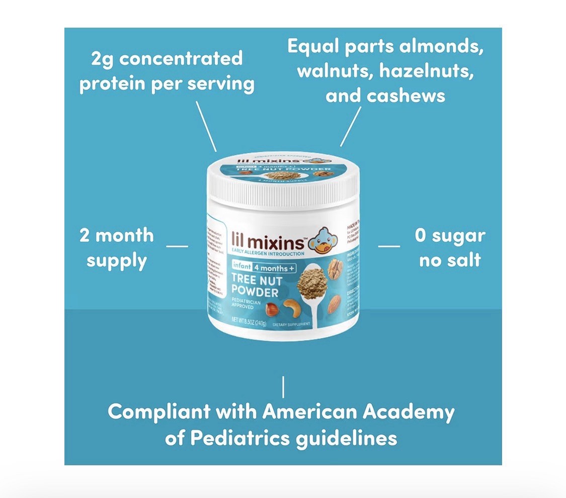 Lil Mixins Tree Nut Mix-In Baby Early Allergen Powder 8.5oz Almond Cashew Walnut