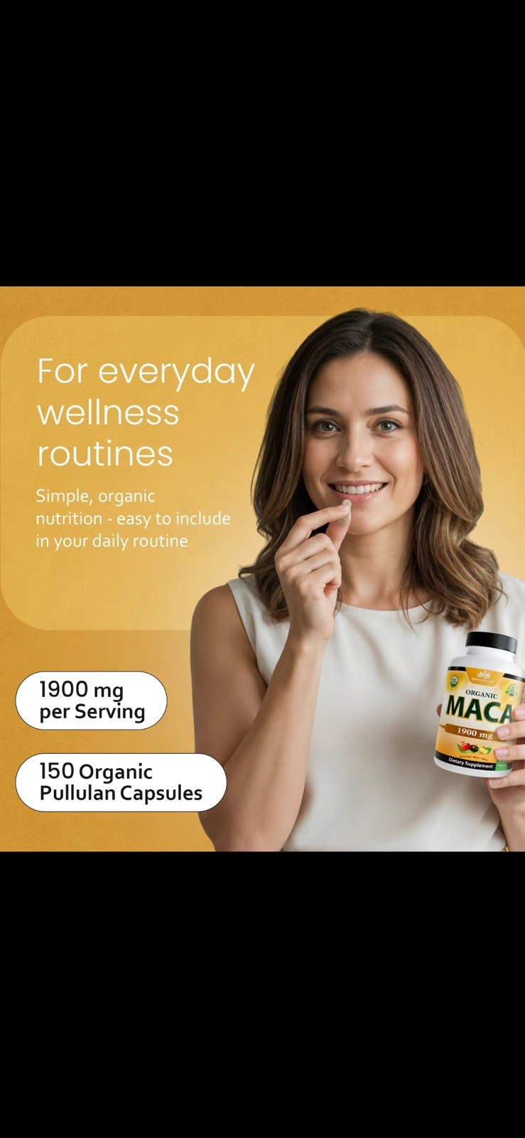 NaturaLife Labs Organic Maca 1900 mg 150 Capsules Vegan Gluten-Free Exp 03/2029