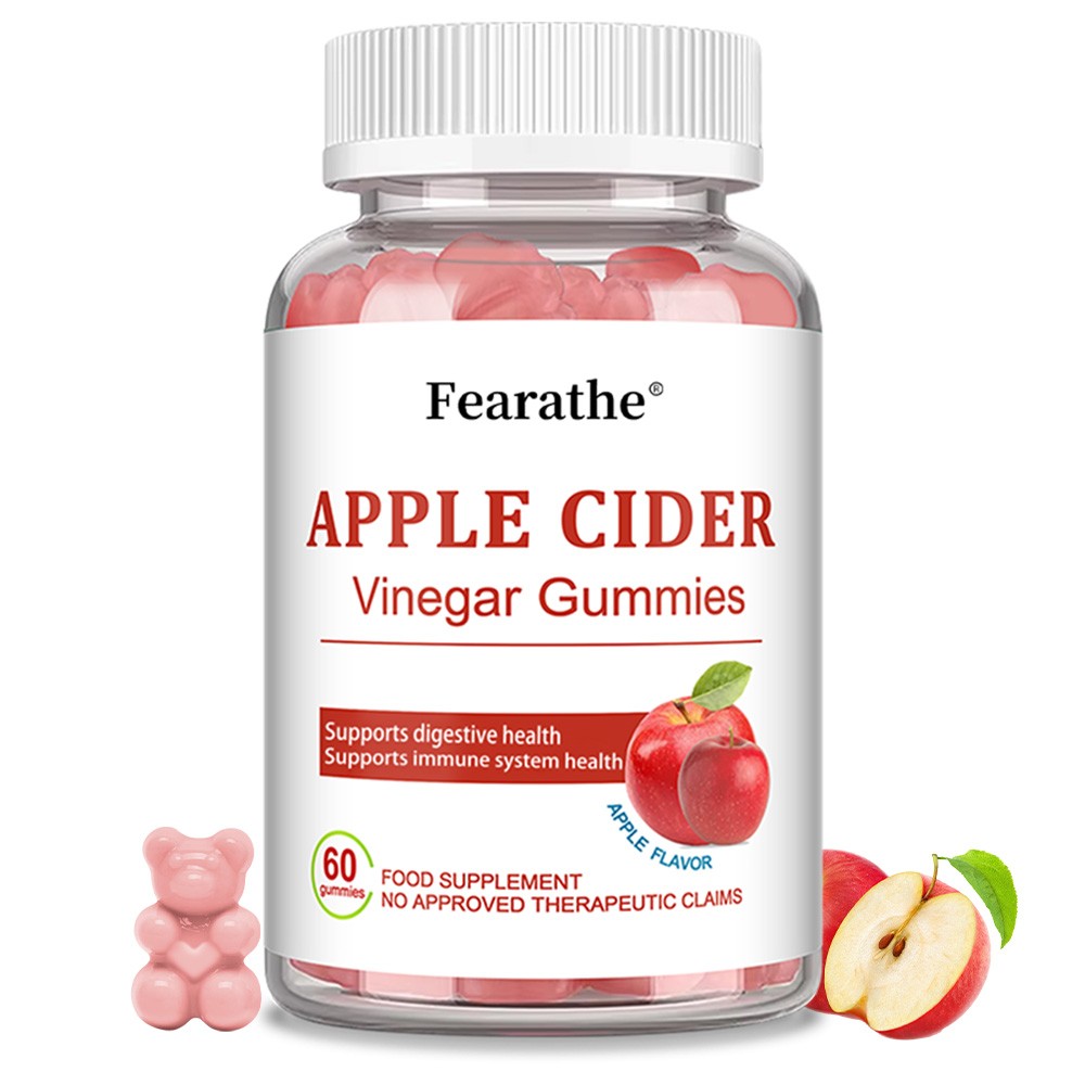 Fearathe Apple Cider Vinegar Gummies 60 Count Apple Flavor Dietary Supplement