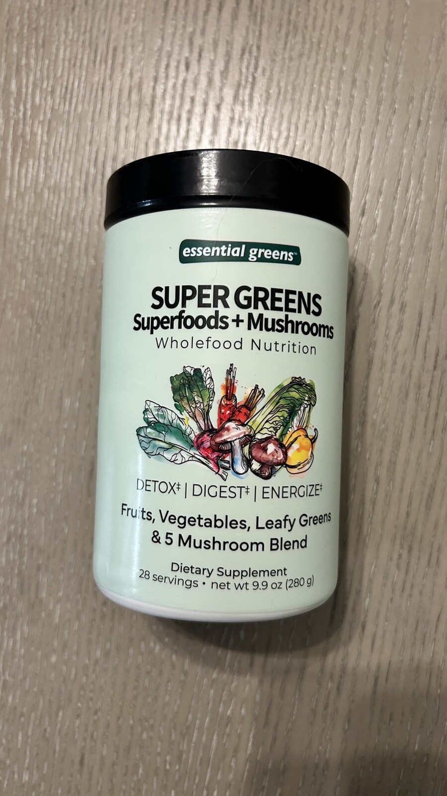Essential Greens SUPER GREENS Superfoods + Mushrooms. Whole Food Nutrition. New