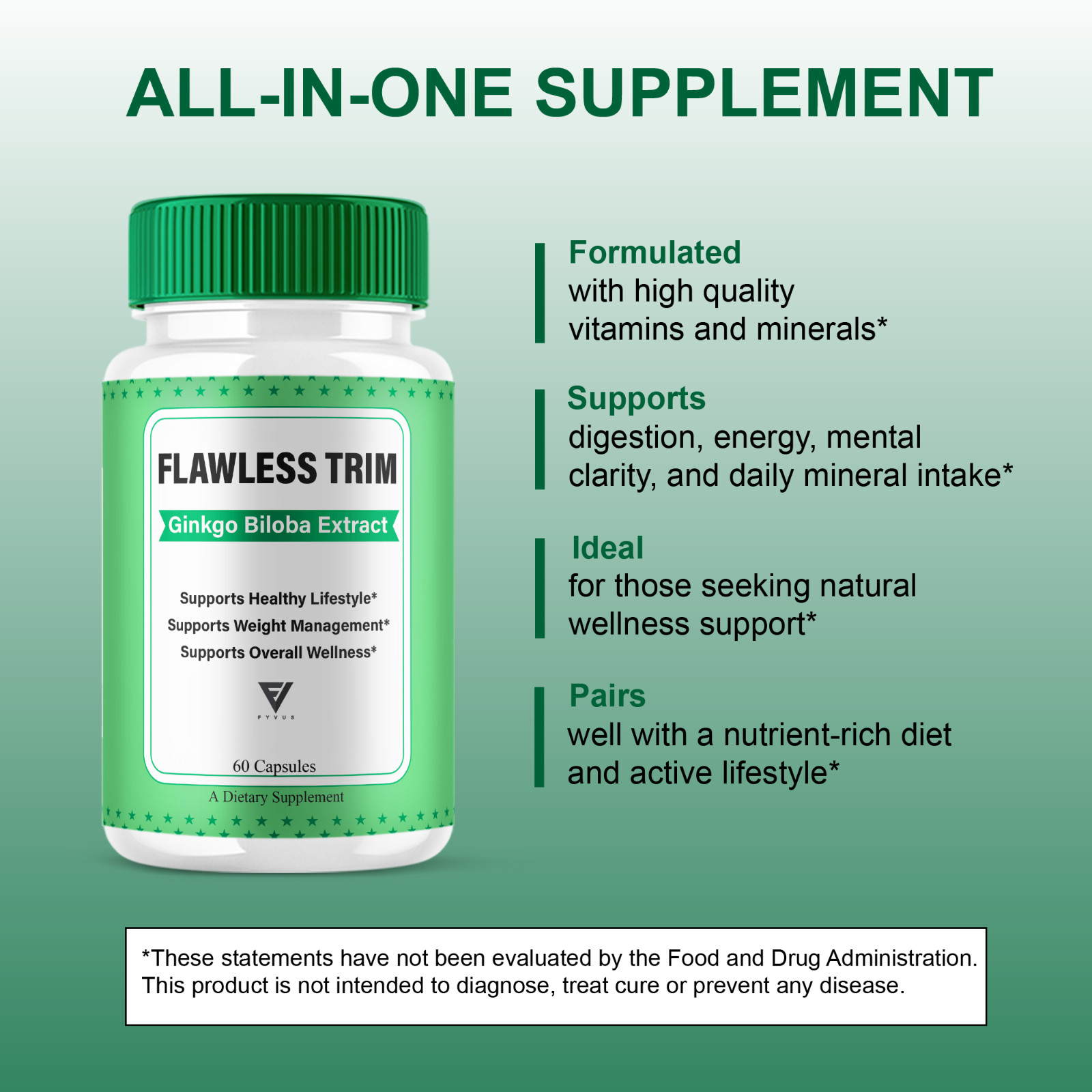 Flawless Trim Metabolism Support, FlawlessTrim Pills (60 Capsules)