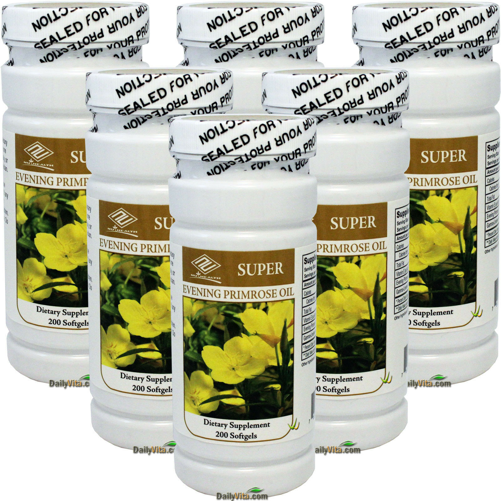 6 x SUPER Evening Primrose Oil 500 mg 200 softgels