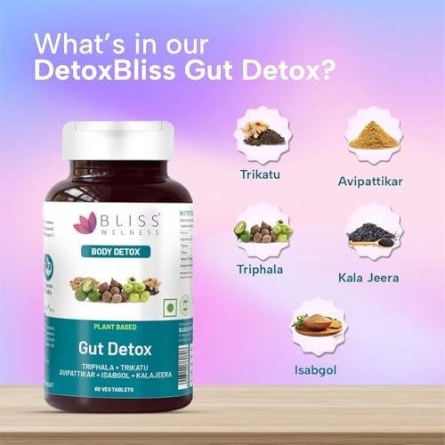 Bliss Wellness Gut Detox Trikatu Triphala Isabgol 60 Veg Tablets