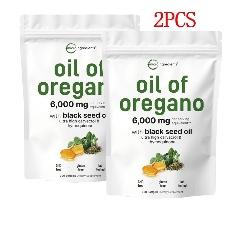 Micro Ingredients Black Seed Oil 6,000mg with Oil of Oregano, 300 Softgels 2PCS
