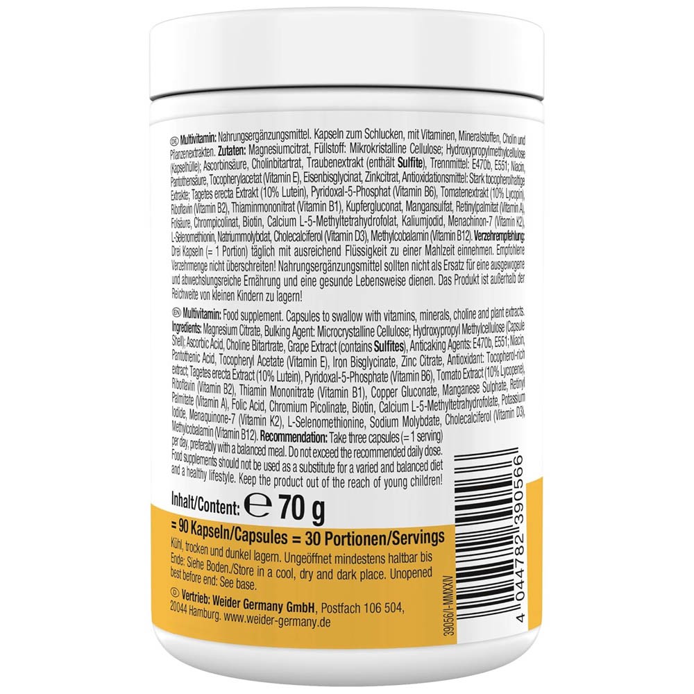 Weider Multivitamin Complete 270 Capsules Advanced Daily Multinutrient Support