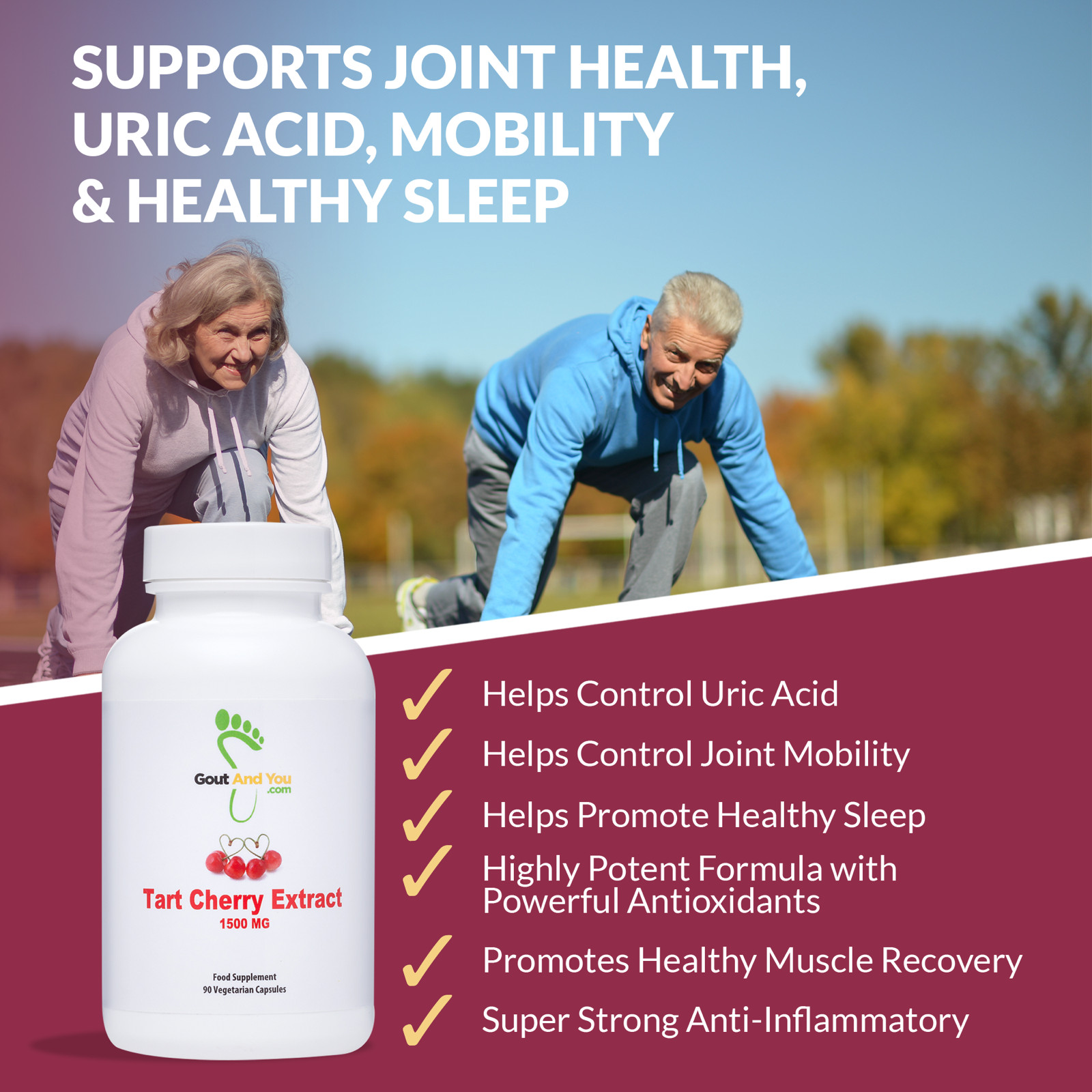 3 Bottles Tart Cherry Extract by GoutandYou.com – 3000 mg – Gluten Free – Vegan