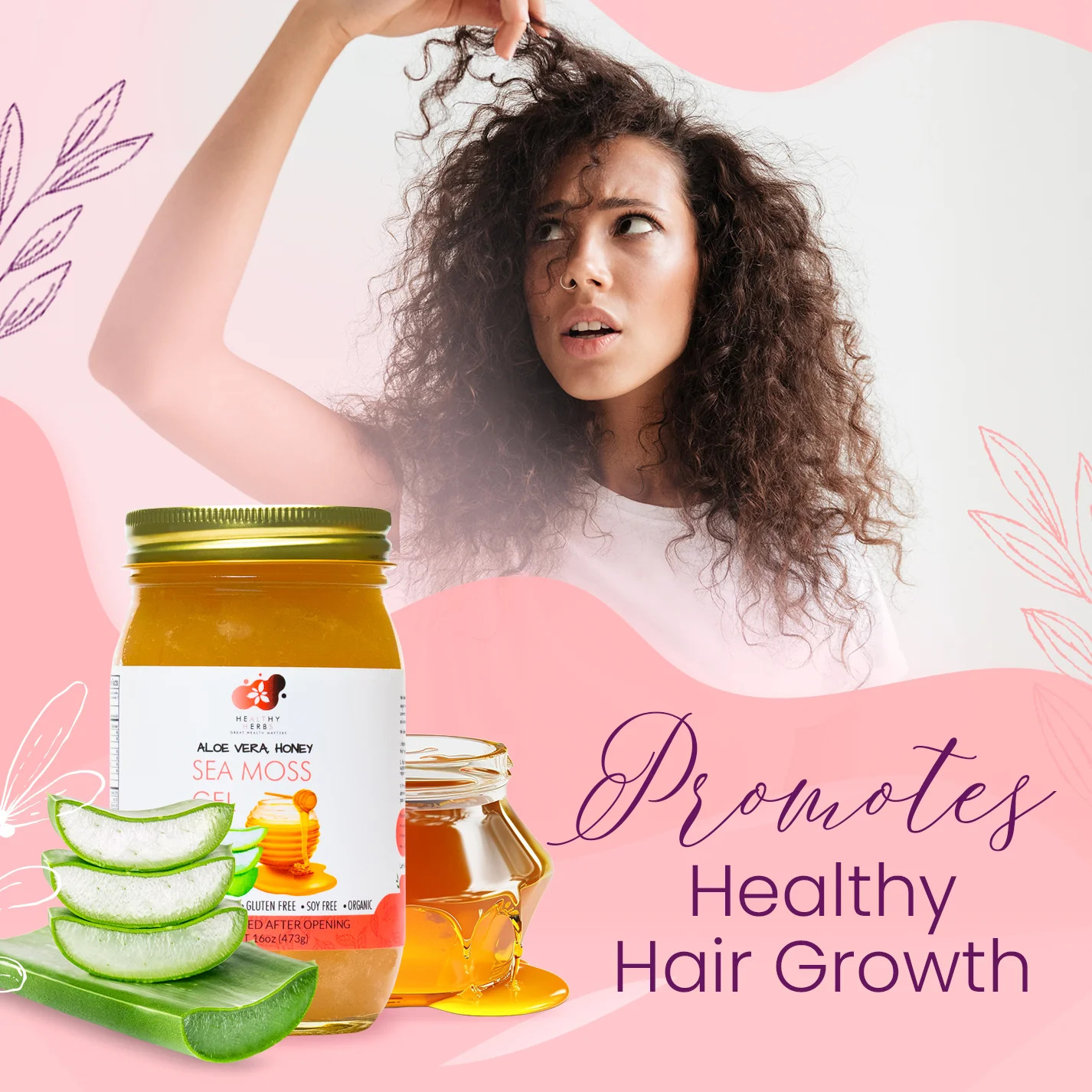 Healthy Herbs | Sea Moss Gel with Aloe Vera, and Raw Honey (16 oz)