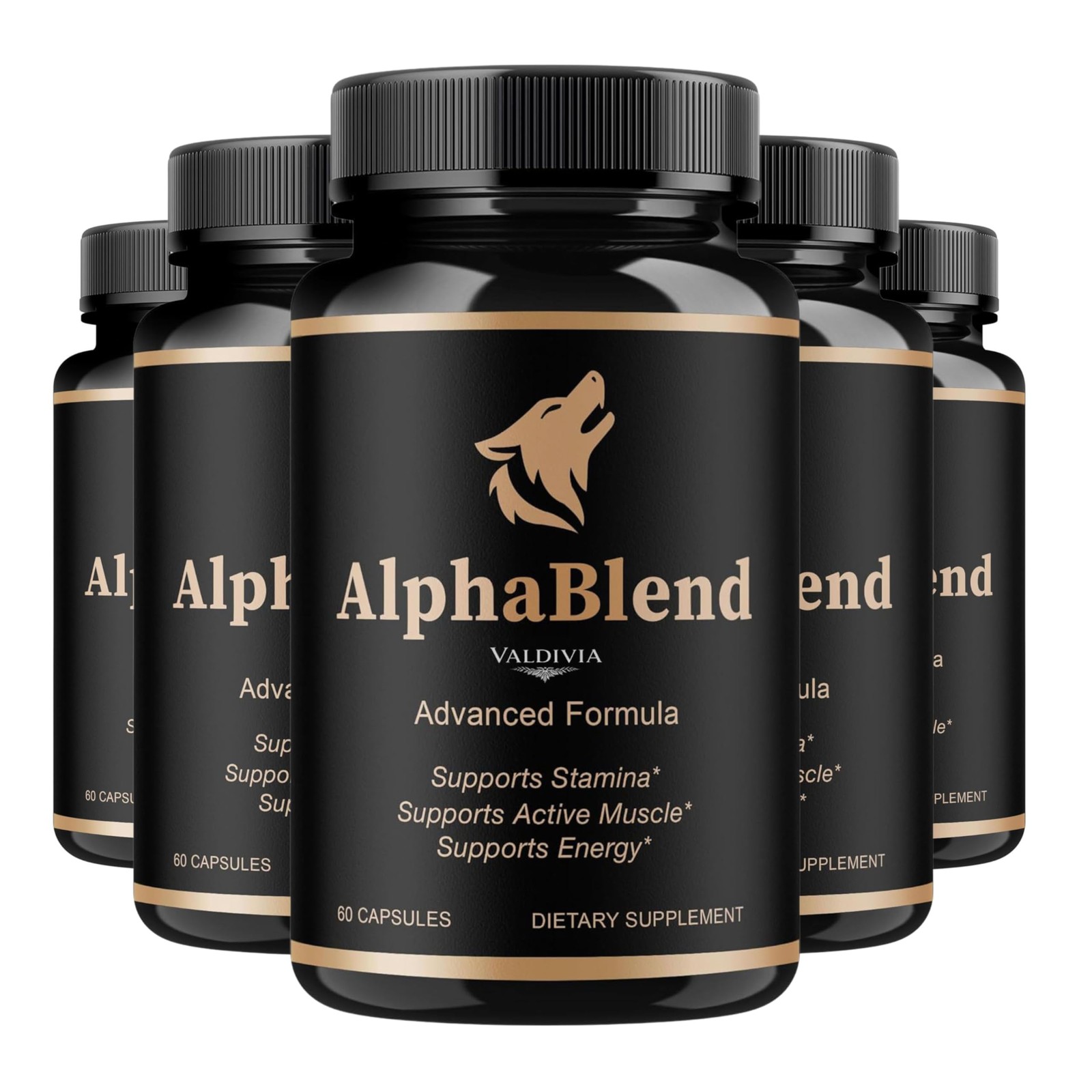 Alpha Blend Men Wellness Supplement Capsules Energy Strength 5 Pack 300Ct