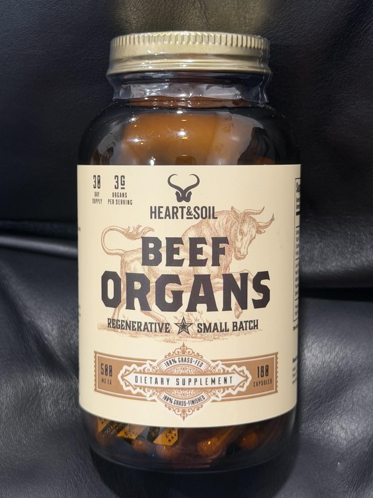 Heart & Soil Grass-Fed Beef Organs 600mg 180 Capsules Exp 12/2028 MPN 242381