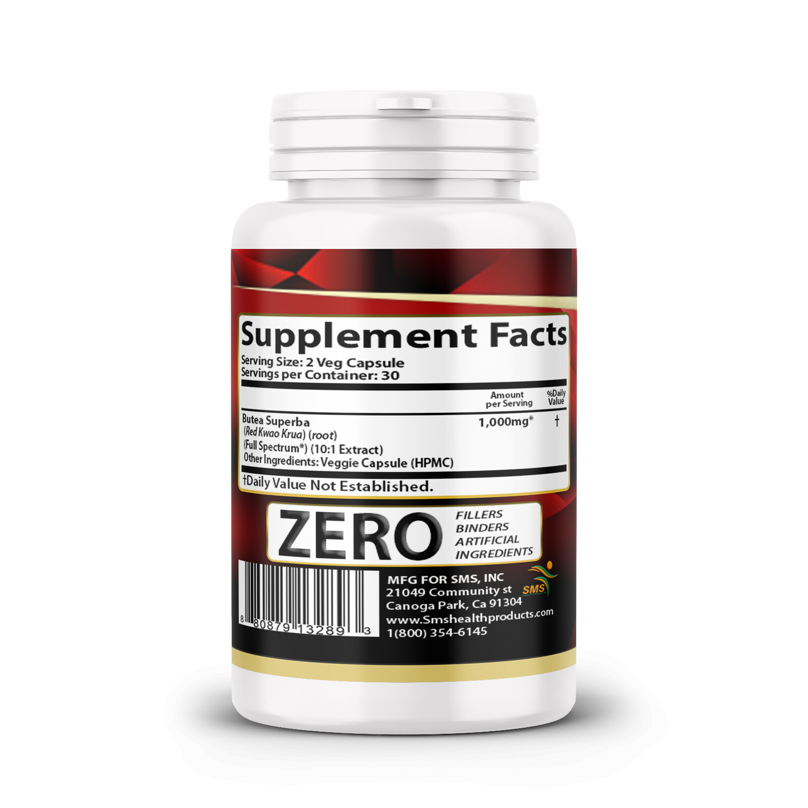 180 Organic Butea Superba Red Kwao Krua 1000mg DAILY Caps Men’s Health