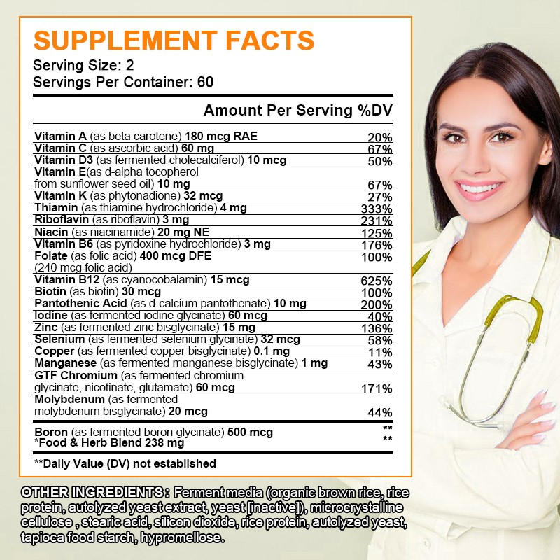 Multivitamin Highest Potency Daily Vitamins & Minerals Supplement 120 Capsules