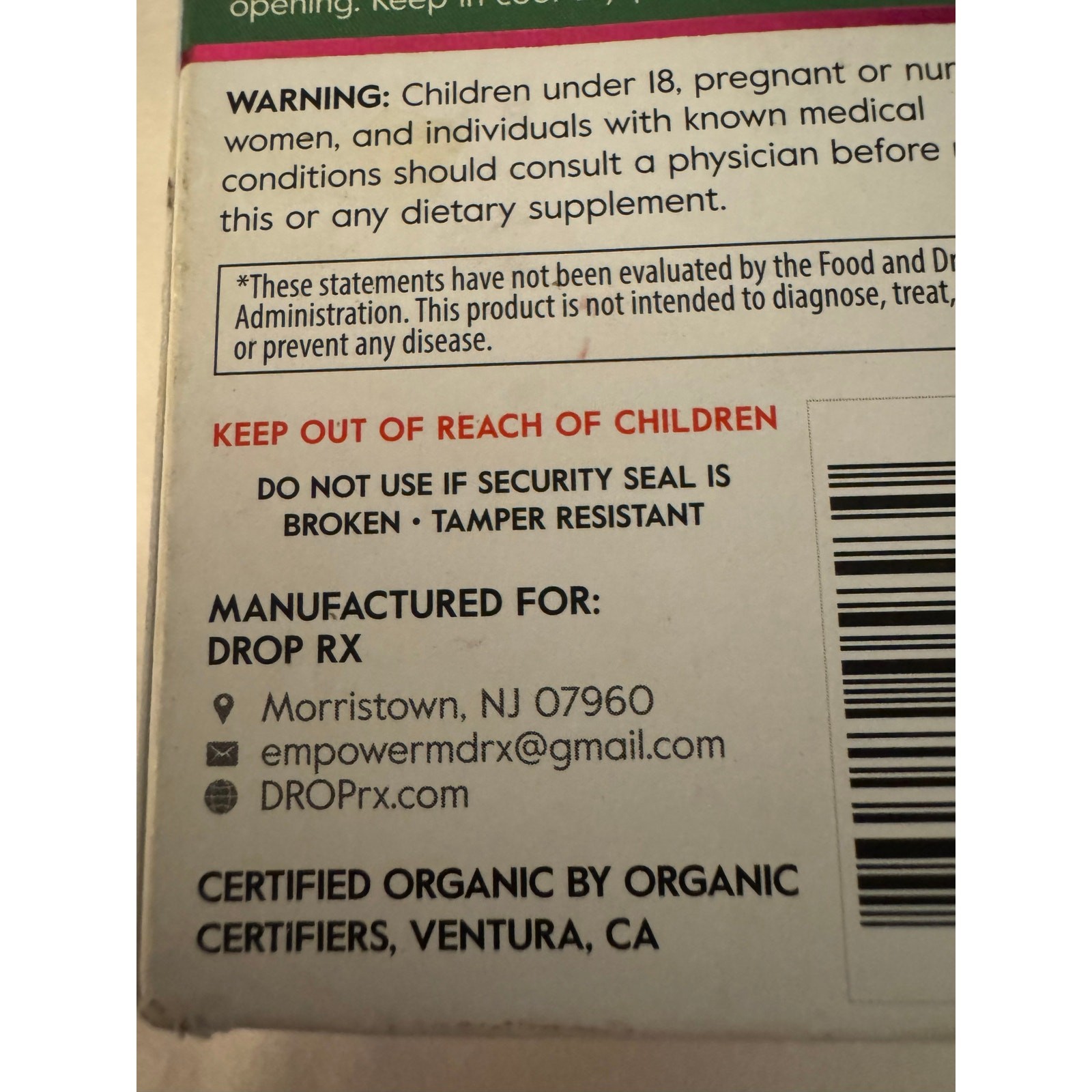 DropRx Focus Organic Herbal Supplement Drops Brain/Memory Support 2 fl oz NIB