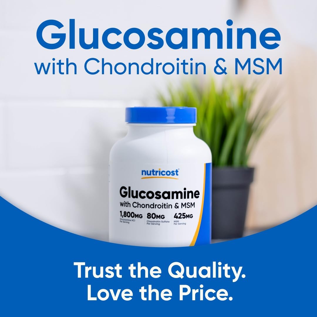 Nutricost Glucosamine 1800mg with Chondroitin & MSM, 240 Count (Pack of 1)