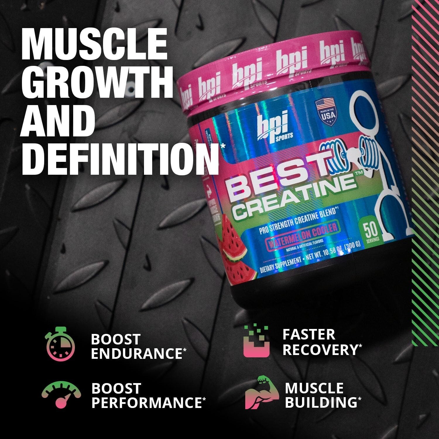 BPI Sports Best Creatine -50 Servings – Watermelon- (6 Types of Creatine)