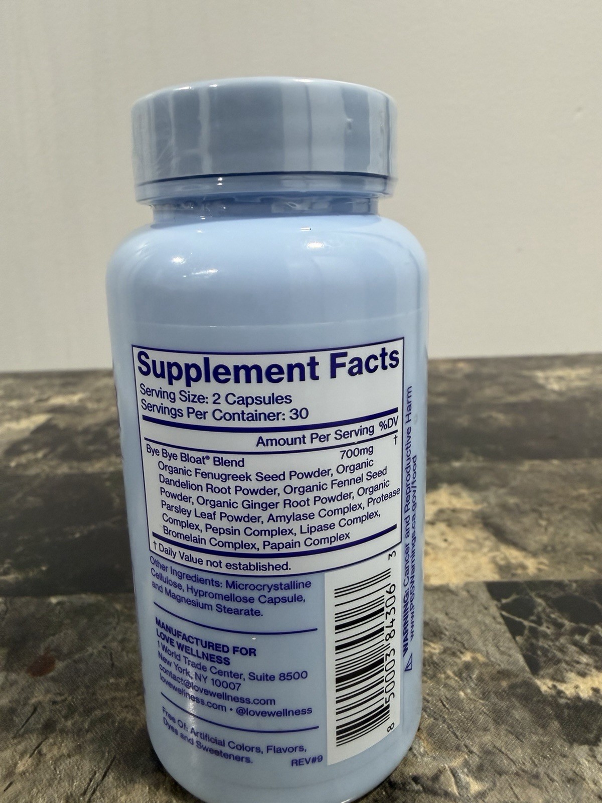 Love Wellness Bye Bye Bloat Debloating Capsules Digestive Fenugreek Dandelion 60