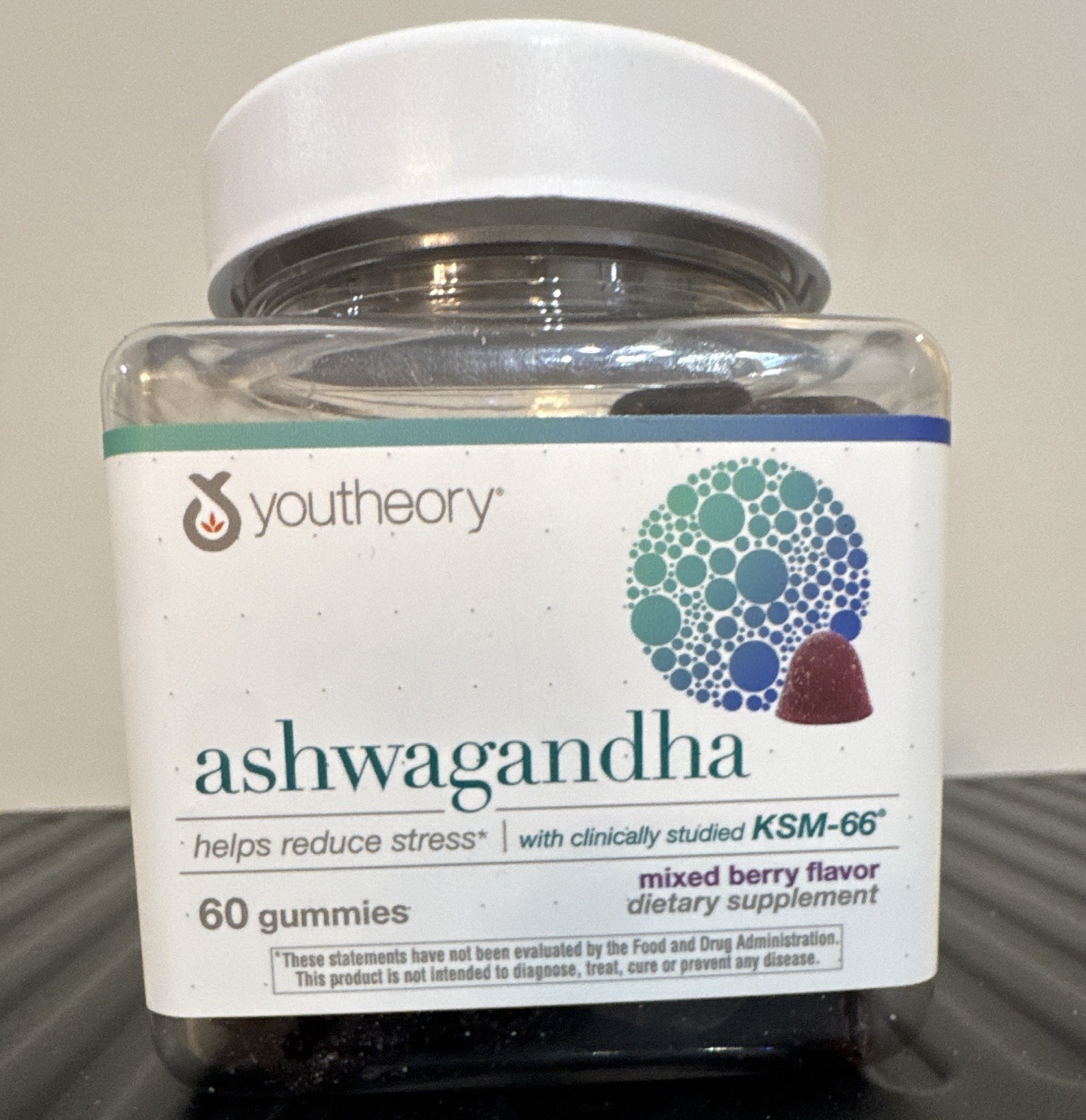 youtheory Ashwagandha Gummies KSM-66 + Ginger Stress Support Mixed Berry 60