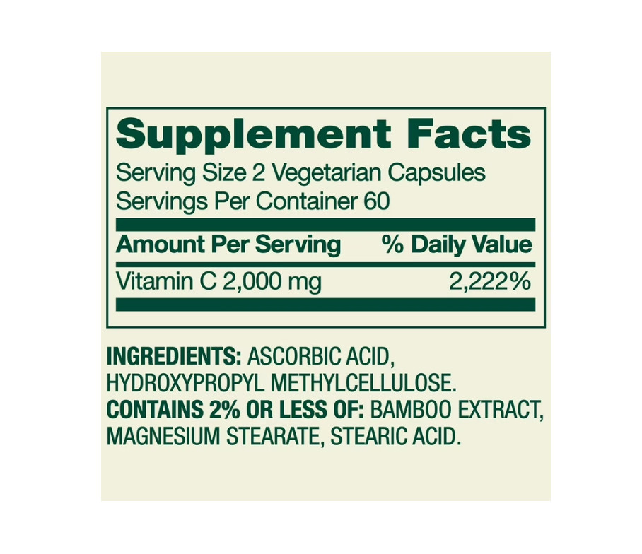 2 PACK Spring Valley Vitamin C Ultra Strength 2000mg 120 Ct Vegetarian Capsules