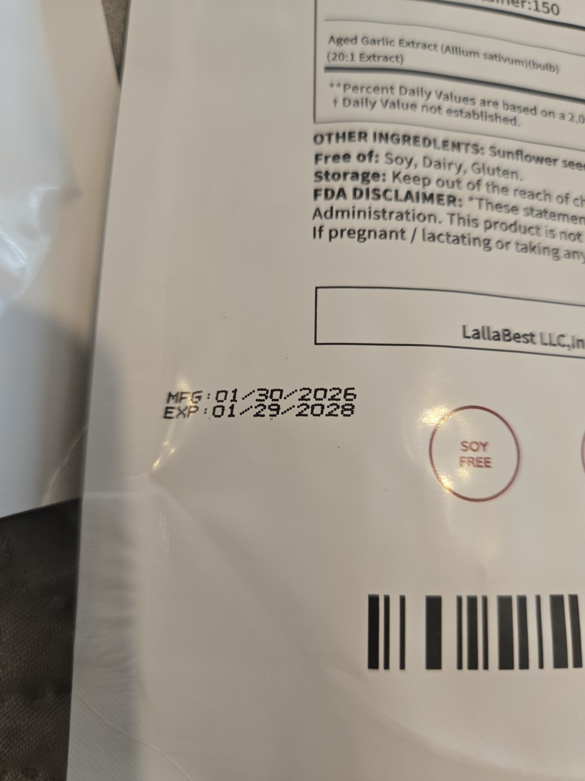 LallaBest Odorless Aged Garlic Extract 500mg 300 Softgels 3 PACKS EXP 1/2029