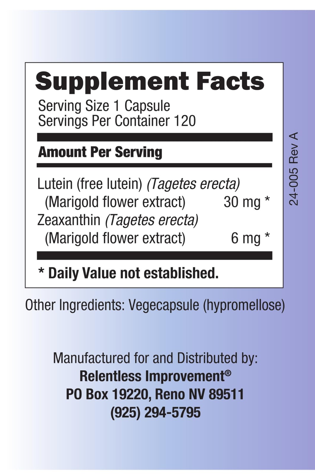 Relentless Improvement High Potency 30mg Lutein Plus 120 Count (Pack of 1)