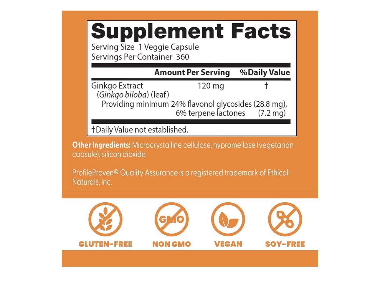 Doctor’s Best Ginkgo Biloba 120mg 360 Veggie Caps Gluten-Free Non-GMO Vegan