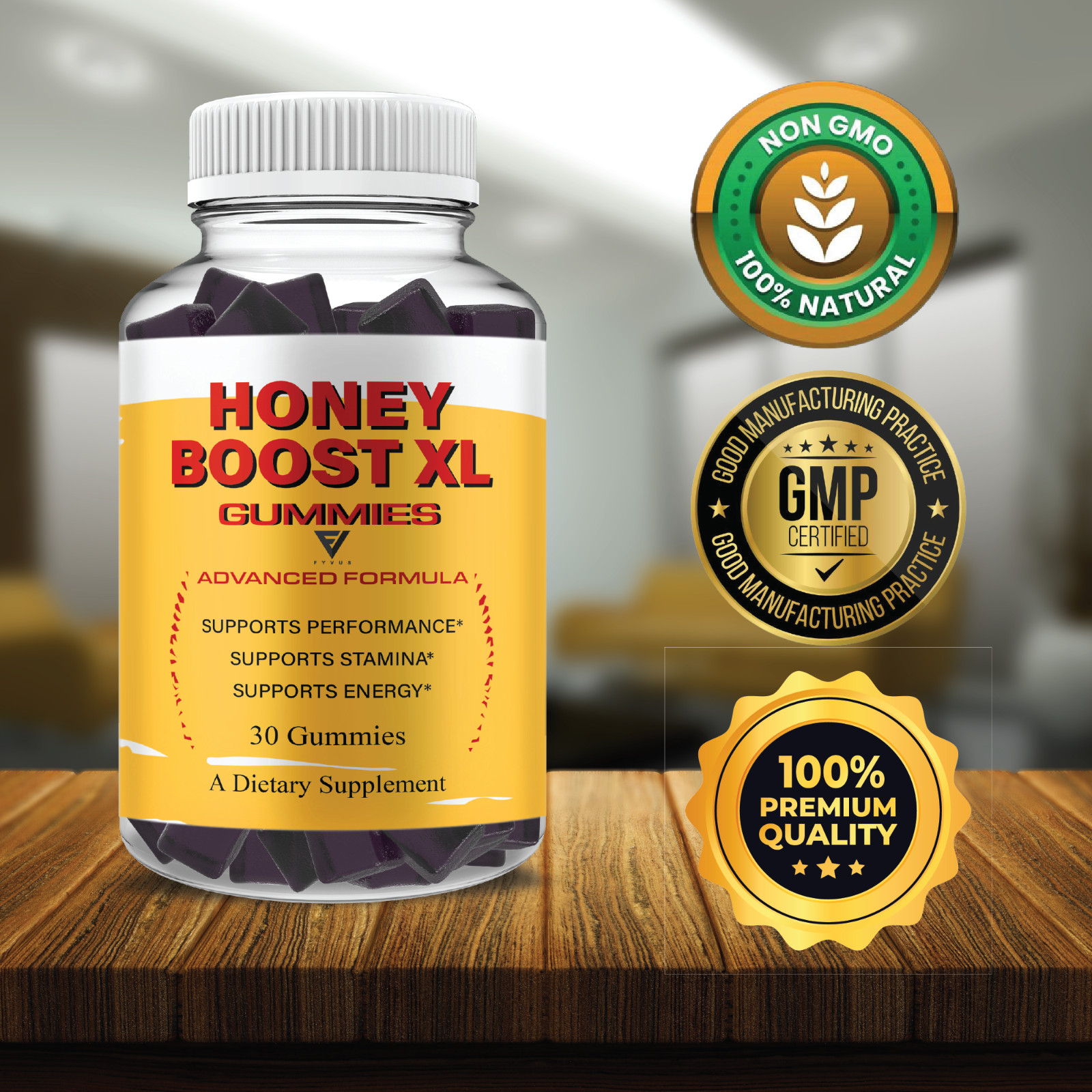 Honey Boost XL Gummies, Daily Premium Shilajit Supplement (30 Gummies)