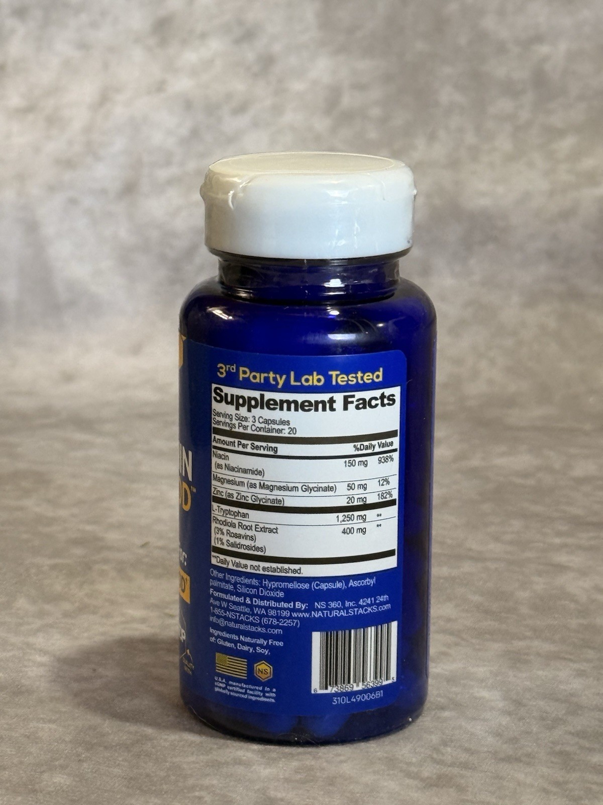 Natural Stacks Serotonin Brain Food Mood Brain Support Vegan Capsules 60