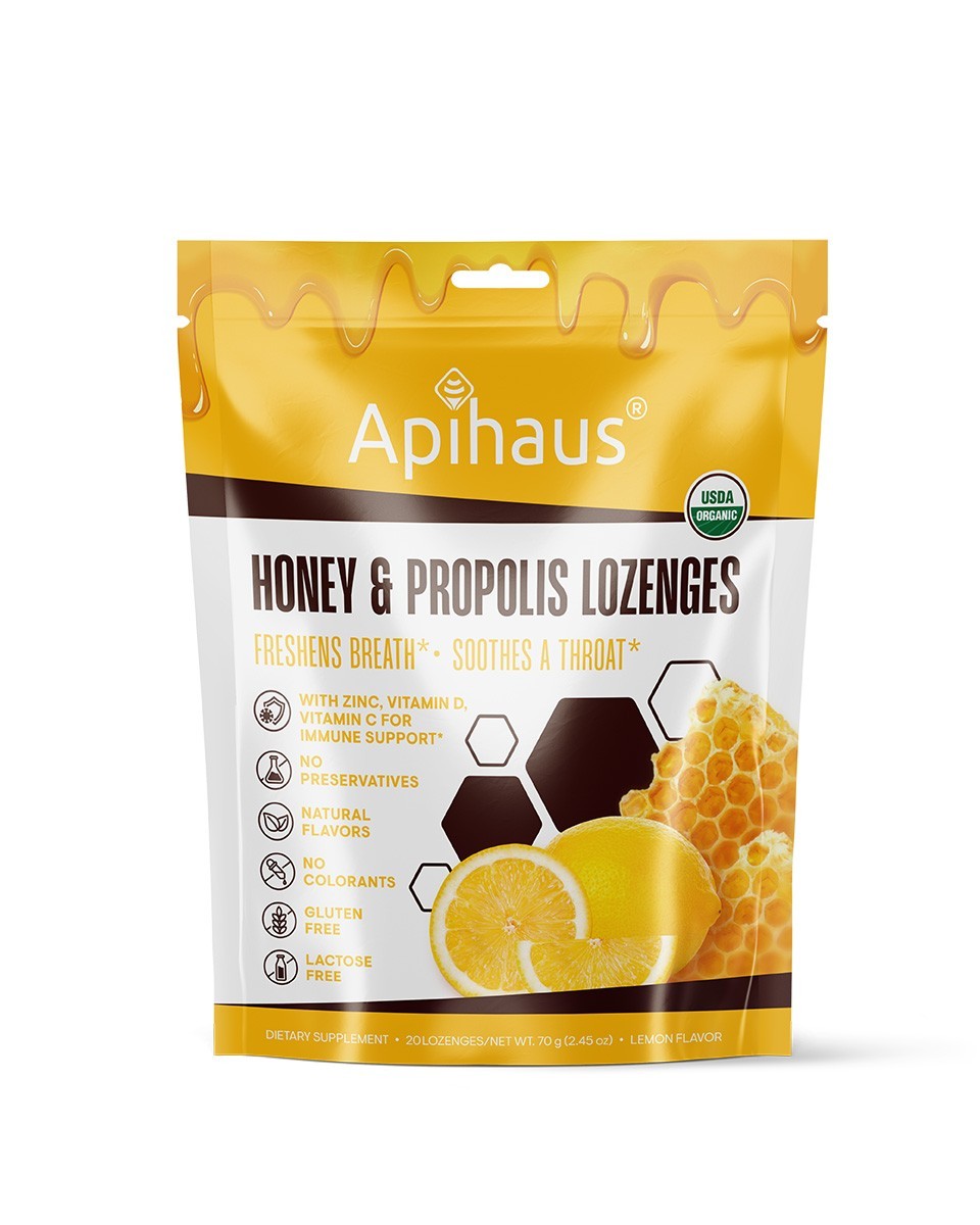 Honey and Propolis Lozenges by Apihaus 20 pcs Lemon Flavor