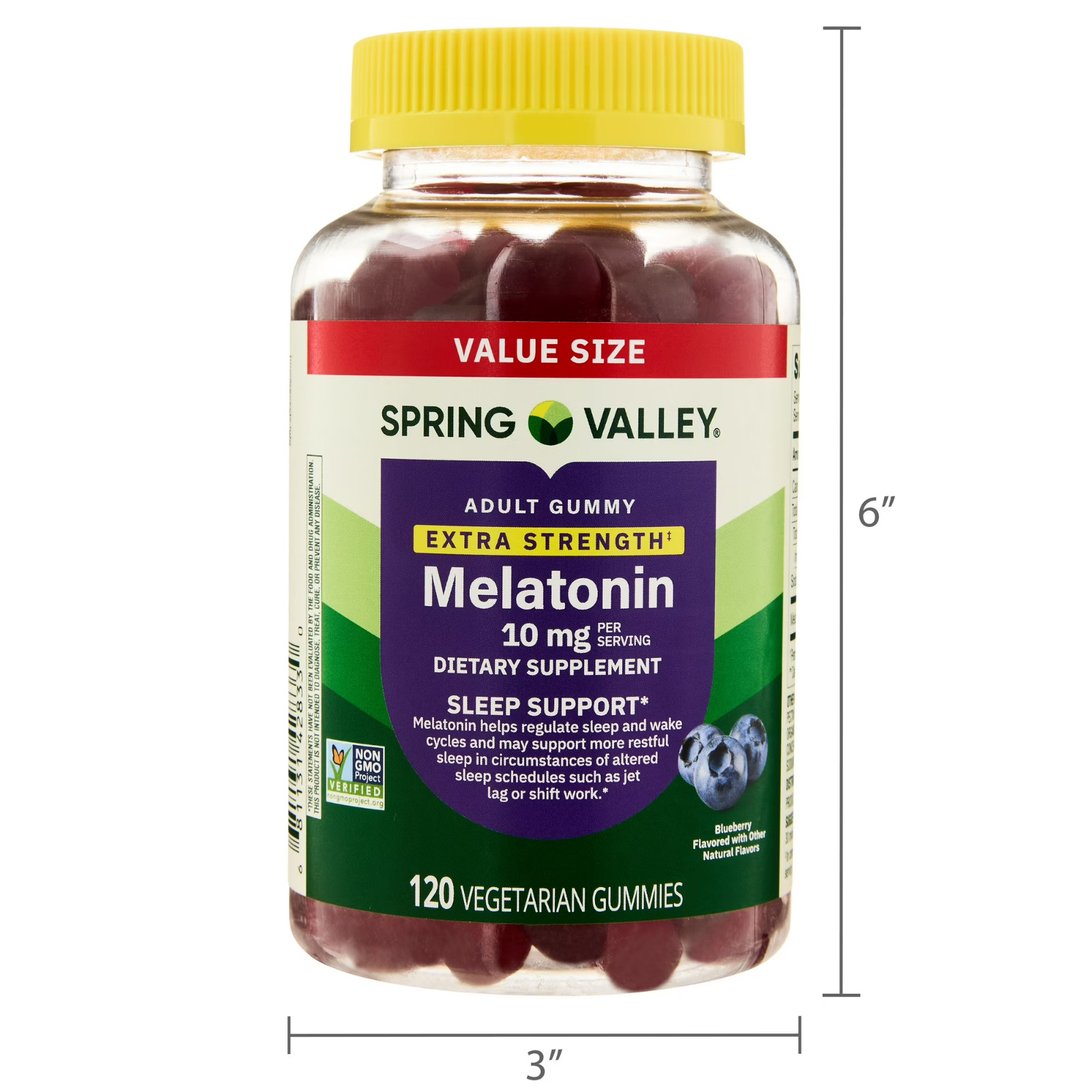 Spring Valley Extra Strength Melatonin 10mg Sleep Support Gummies Blueberry 120