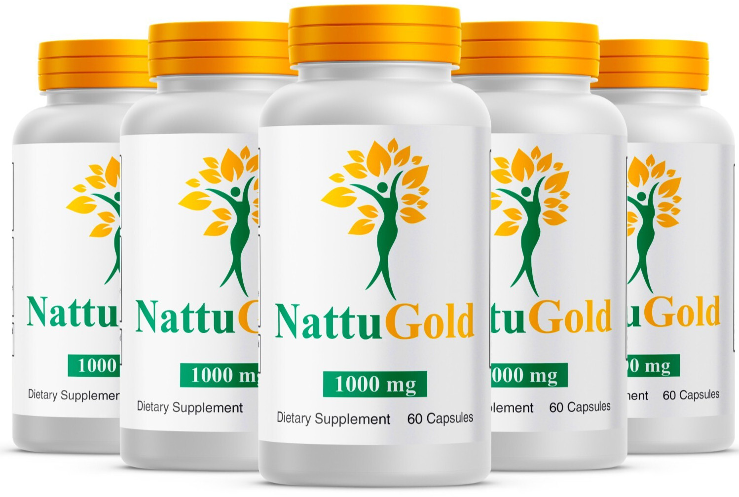Nattu Gold Weight Loss Pills, NattuGold Supplement Capsules ( 5 pack 300 caps)